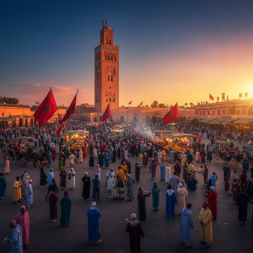 Koutoubia-Moschee in Marrakesch zur Feiertagszeit – Feiertage in Marokko 2026
