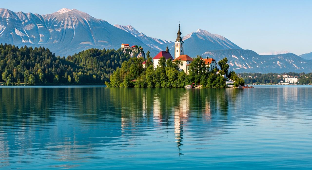 Bleder See mit Inselkirche und Burg, Julische Alpen, Slowenien