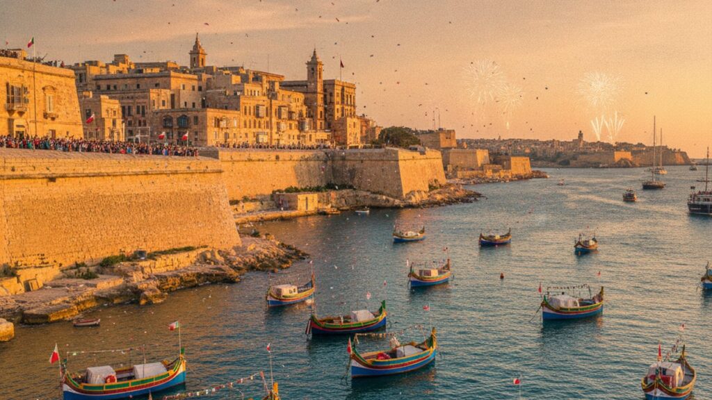 Grand Harbour von Valletta mit traditionellen Booten – Feiertage in Malta 2026