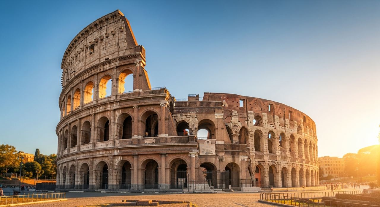 Kolosseum in Rom bei Sonnenuntergang, Italien